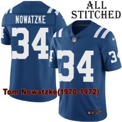Blue Home Embroidered Tom Nowatzke Indianapolis Colts #34 Stitched Jersey
