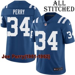 Blue Home Embroidered Joe Perry Indianapolis Colts #34 Stitched Jersey
