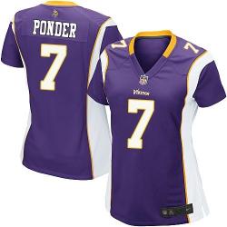 PONDER Minnesota #7 Womens Football Jersey - Christian Ponder Womens Football Jersey (Purple)_Free Shipping