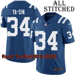 Blue Home Embroidered Rock Ya-Sin Indianapolis Colts #34 Stitched Jersey