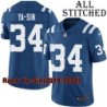 Blue Home Embroidered Rock Ya-Sin Indianapolis Colts #34 Stitched Jersey