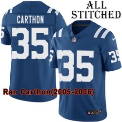 Blue Home Embroidered Ran Carthon Indianapolis Colts #35 Stitched Jersey