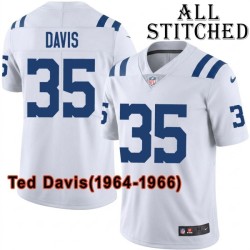 White Embroidered Ted Davis Indianapolis Colts #35 Stitched Jersey
