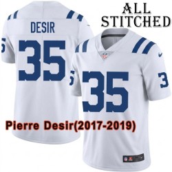 White Embroidered Pierre Desir Indianapolis Colts #35 Stitched Jersey