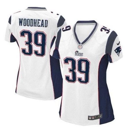 WOODHEAD New England #39 Womens Football Jersey - Danny Woodhead Womens Football Jersey (White)_Free Shipping