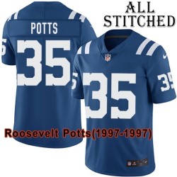 Blue Home Embroidered Roosevelt Potts Indianapolis Colts #35 Stitched Jersey