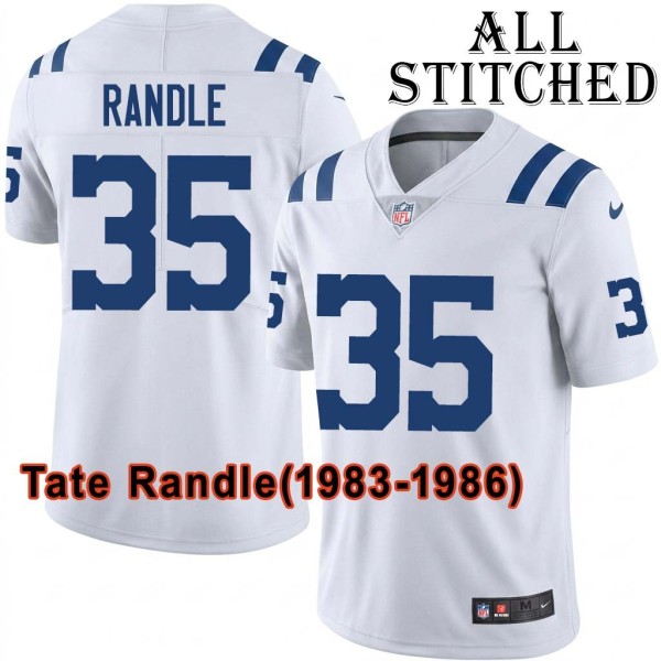 White Embroidered Tate Randle Indianapolis Colts #35 Stitched Jersey