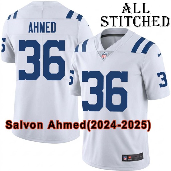 White Embroidered Salvon Ahmed Indianapolis Colts #36 Stitched Jersey