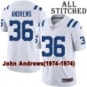White Embroidered John Andrews Indianapolis Colts #36 Stitched Jersey