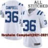 White Embroidered Ibraheim Campbell Indianapolis Colts #36 Stitched Jersey