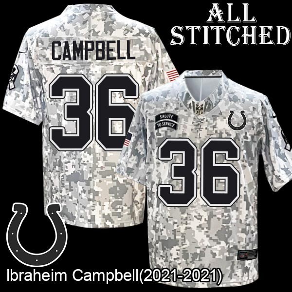 Camo Embroidered Ibraheim Campbell Indianapolis Colts #36 Stitched Jersey