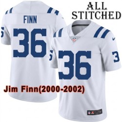 White Embroidered Jim Finn Indianapolis Colts #36 Stitched Jersey
