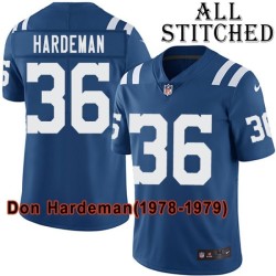 Blue Home Embroidered Don Hardeman Indianapolis Colts #36 Stitched Jersey