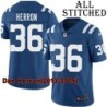 Blue Home Embroidered Dan Herron Indianapolis Colts #36 Stitched Jersey