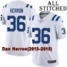 White Embroidered Dan Herron Indianapolis Colts #36 Stitched Jersey