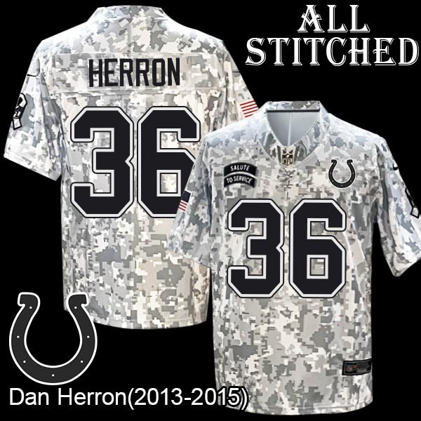 Camo Embroidered Dan Herron Indianapolis Colts #36 Stitched Jersey