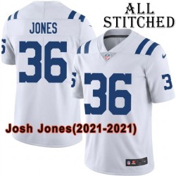 White Embroidered Josh Jones Indianapolis Colts #36 Stitched Jersey