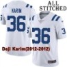 White Embroidered Deji Karim Indianapolis Colts #36 Stitched Jersey