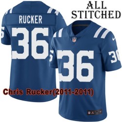 Blue Home Embroidered Chris Rucker Indianapolis Colts #36 Stitched Jersey