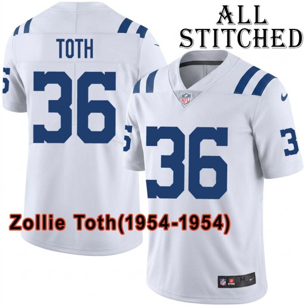 White Embroidered Zollie Toth Indianapolis Colts #36 Stitched Jersey