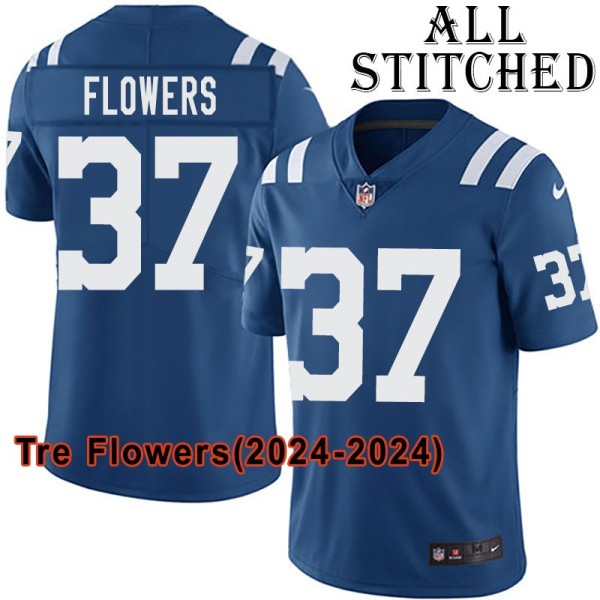 Blue Home Embroidered Tre Flowers Indianapolis Colts #37 Stitched Jersey