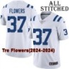 White Embroidered Tre Flowers Indianapolis Colts #37 Stitched Jersey