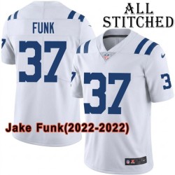 White Embroidered Jake Funk Indianapolis Colts #37 Stitched Jersey