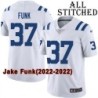 White Embroidered Jake Funk Indianapolis Colts #37 Stitched Jersey