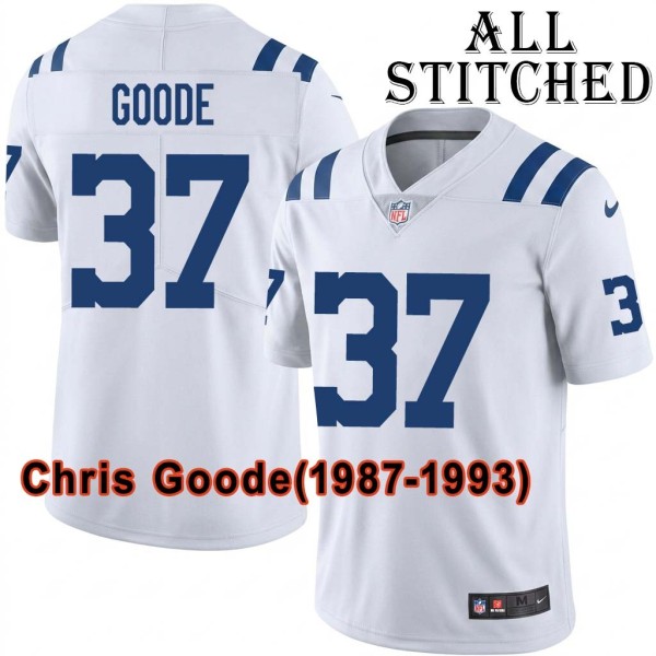 White Embroidered Chris Goode Indianapolis Colts #37 Stitched Jersey