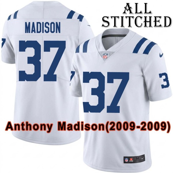 White Embroidered Anthony Madison Indianapolis Colts #37 Stitched Jersey