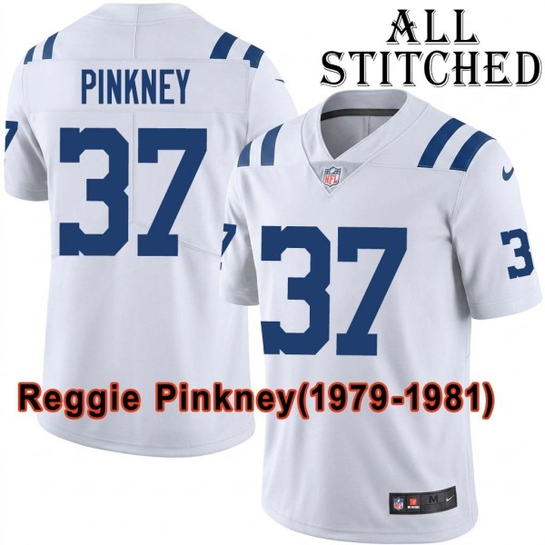 White Embroidered Reggie Pinkney Indianapolis Colts #37 Stitched Jersey
