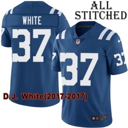 Blue Home Embroidered D.J. White Indianapolis Colts #37 Stitched Jersey