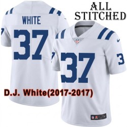 White Embroidered D.J. White Indianapolis Colts #37 Stitched Jersey
