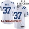 White Embroidered D.J. White Indianapolis Colts #37 Stitched Jersey