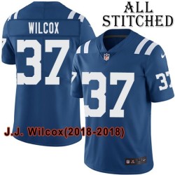 Blue Home Embroidered J.J. Wilcox Indianapolis Colts #37 Stitched Jersey