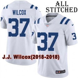 White Embroidered J.J. Wilcox Indianapolis Colts #37 Stitched Jersey