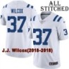 White Embroidered J.J. Wilcox Indianapolis Colts #37 Stitched Jersey