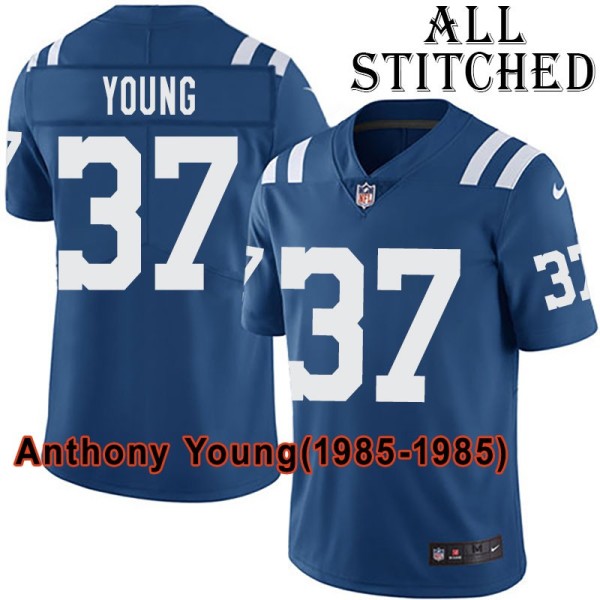 Blue Home Embroidered Anthony Young Indianapolis Colts #37 Stitched Jersey