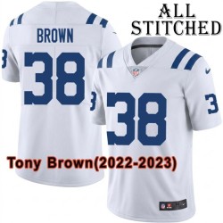 White Embroidered Tony Brown Indianapolis Colts #38 Stitched Jersey