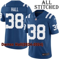 Blue Home Embroidered Darren Hall Indianapolis Colts #38 Stitched Jersey