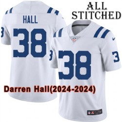 White Embroidered Darren Hall Indianapolis Colts #38 Stitched Jersey
