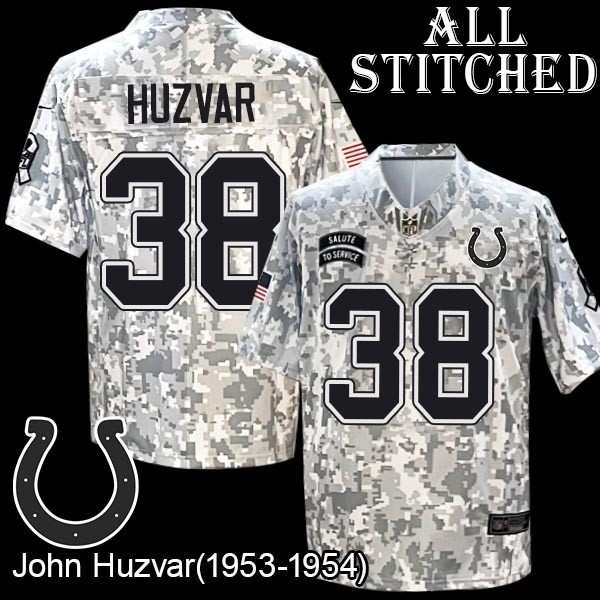 Camo Embroidered John Huzvar Indianapolis Colts #38 Stitched Jersey