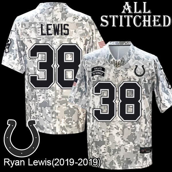 Camo Embroidered Ryan Lewis Indianapolis Colts #38 Stitched Jersey