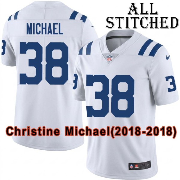 White Embroidered Christine Michael Indianapolis Colts #38 Stitched Jersey