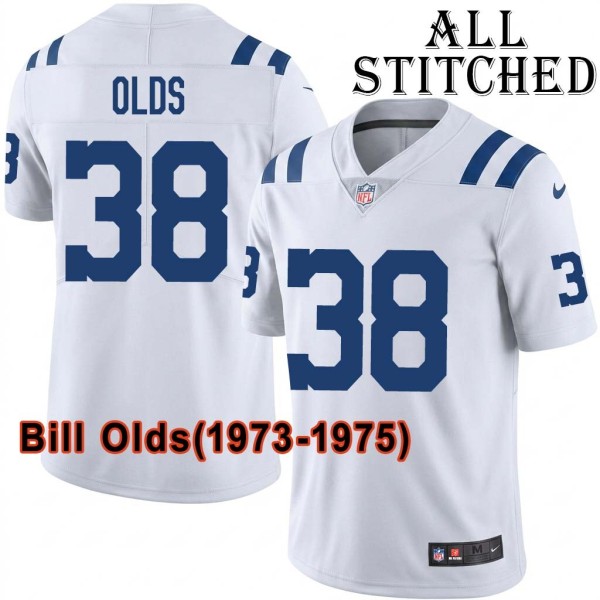 White Embroidered Bill Olds Indianapolis Colts #38 Stitched Jersey
