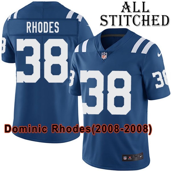 Blue Home Embroidered Dominic Rhodes Indianapolis Colts #38 Stitched Jersey
