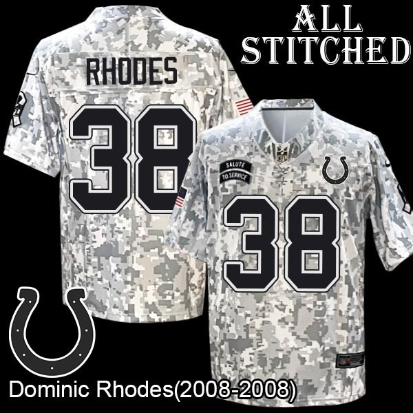 Camo Embroidered Dominic Rhodes Indianapolis Colts #38 Stitched Jersey