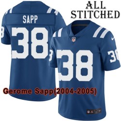 Blue Home Embroidered Gerome Sapp Indianapolis Colts #38 Stitched Jersey