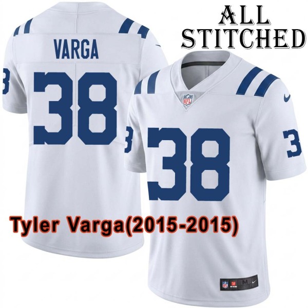 White Embroidered Tyler Varga Indianapolis Colts #38 Stitched Jersey