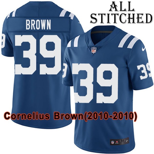 Blue Home Embroidered Cornelius Brown Indianapolis Colts #39 Stitched Jersey